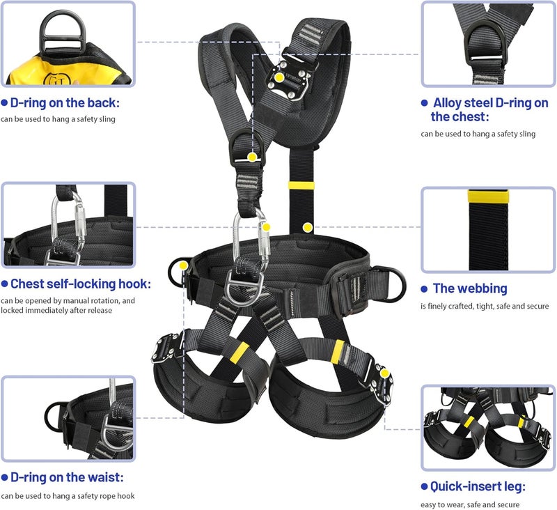 DIJJIG Climbing belts, Thicken Professional Half Body Safety Belt Climbing Gear for Tree Climbing, Fire Rescue, Rappelling and Other Outdoor Adventure Activities - Image 2